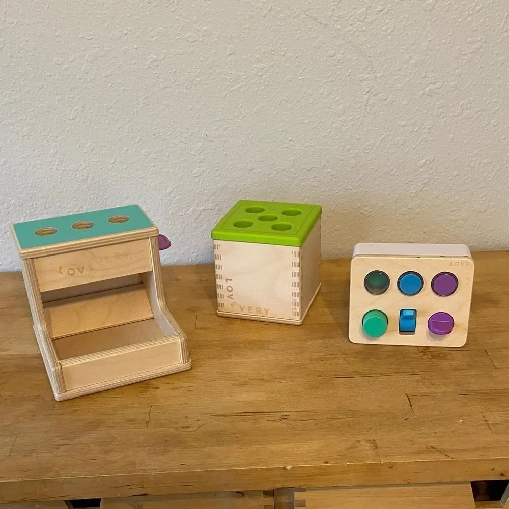 LOVEVERY Wooden Play Set of 3 Montessori Toys for Kids